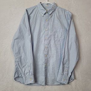 J Crew Shirt Mens XL Tailored Fit Button Down Blue Pin Striped Long Sleeve Shirt